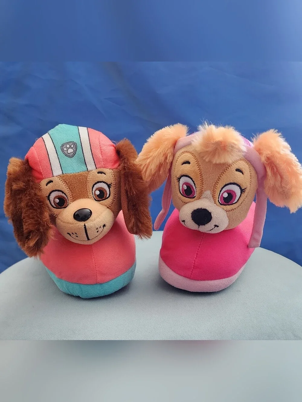Paw Patrol Liberty and Skye 3D Plush Toddler Girls Slip-on Slippers: Size 11/12